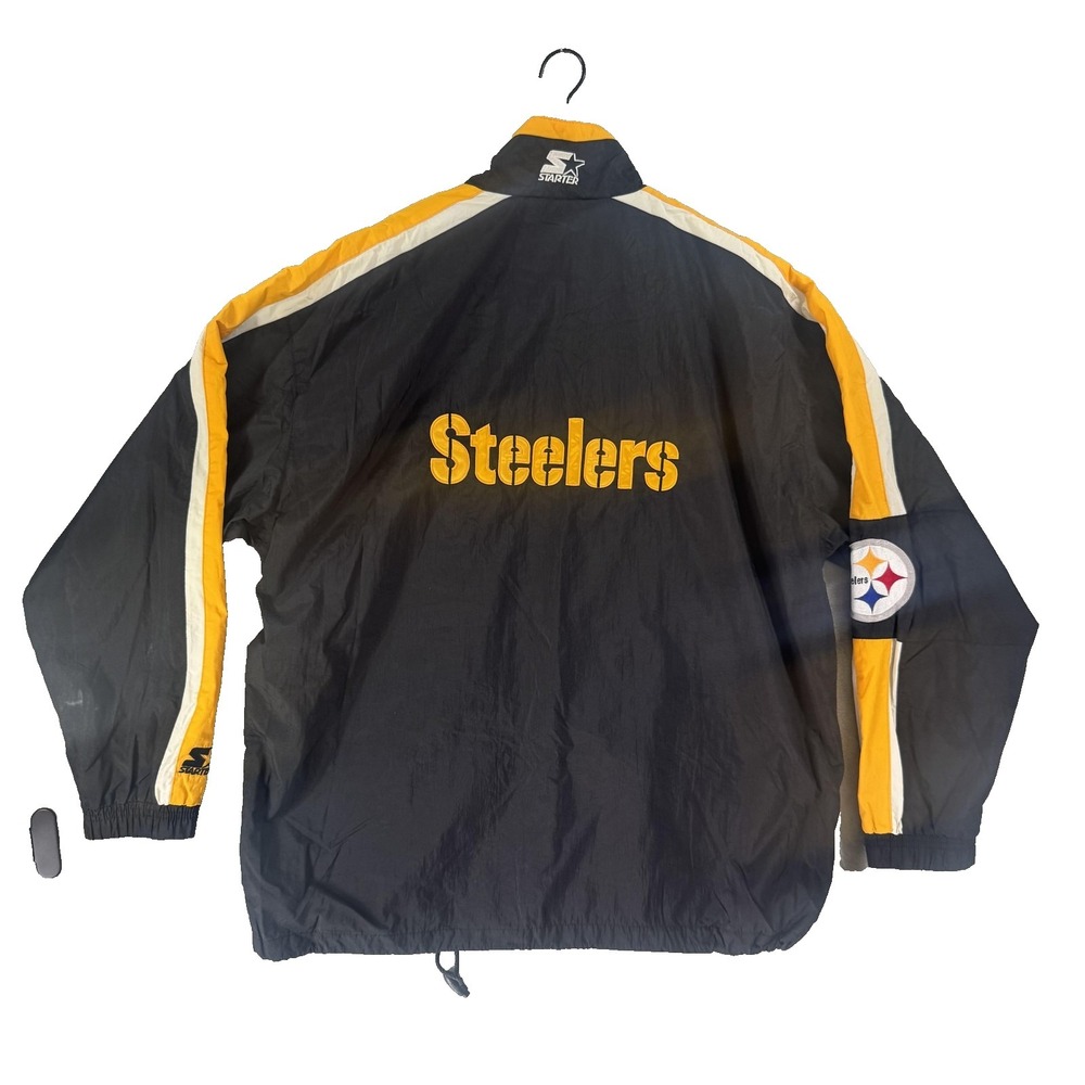 Vintage Pittsburgh Steelers Jacket Mens XL Black NFL Football Starter 90s